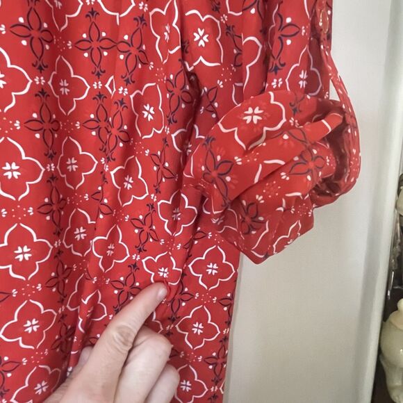 NWOT 41Hawthorn Shirt Dress Midi Button Up Western OrangeRed SIZE MEDIUM No BELT - Picture 7 of 10